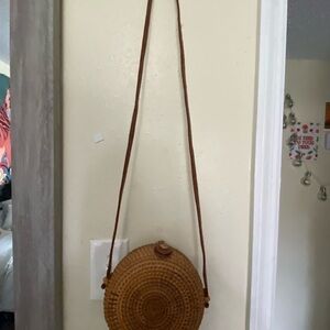 Brown Woven Crossbody Bag